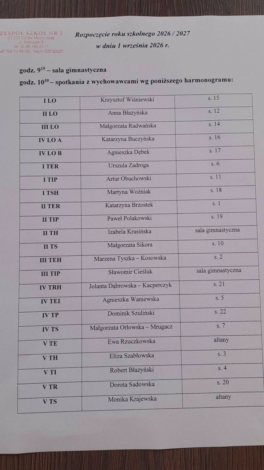 Rozpoczęcie roku szkolnego 2026/2027 - informacje